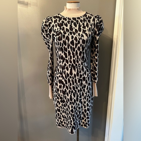Just...Taylor Dresses & Skirts - leopard print longsleeve sweater turtleneck dress w puffy shoulders
-Just Taylor